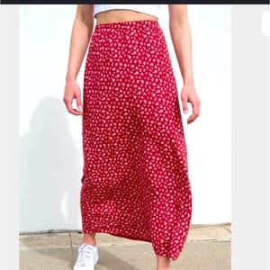 Brandy Melville Red Floral Maxi Skirt
